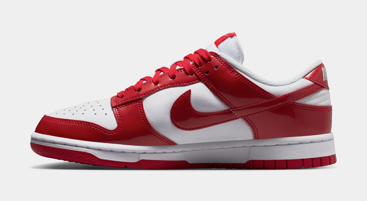 Dunk Low SE Patent Leather Mens Lifestyle Shoes (White/University Red) - sneakers - view 3