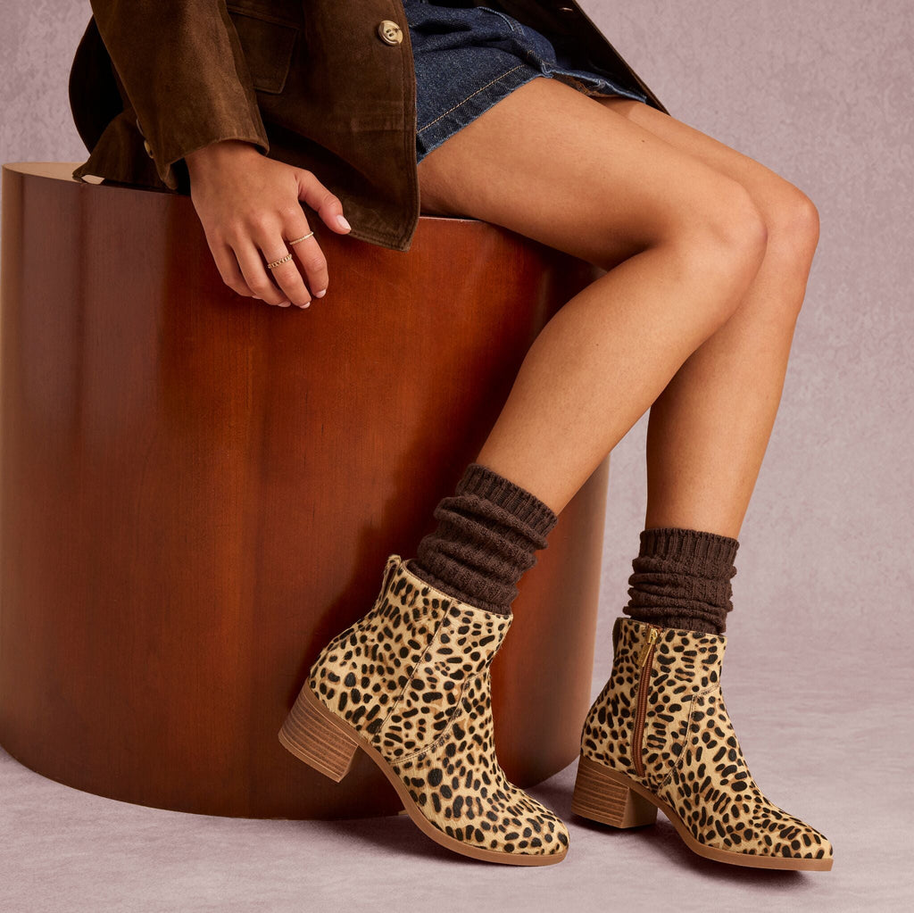 Womens Delilah Heeled Boot Brown Sugar Leopard Print Hair Leather - boots - view 2